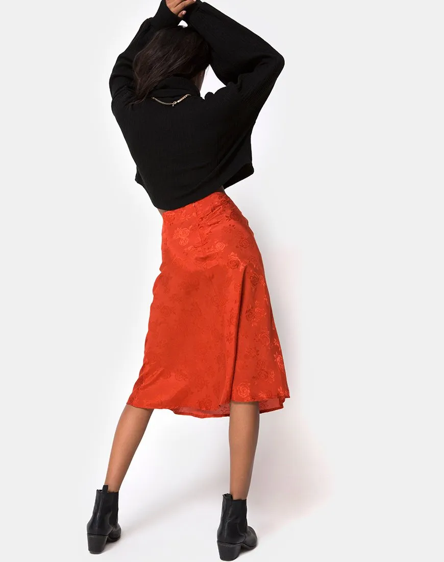 Tauri Midi Skirt in Satin Rose Rust