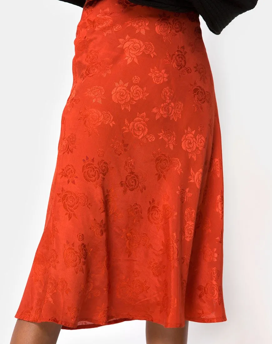 Tauri Midi Skirt in Satin Rose Rust