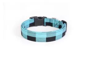 Teal Blue Buffalo Plaid Dog Collar