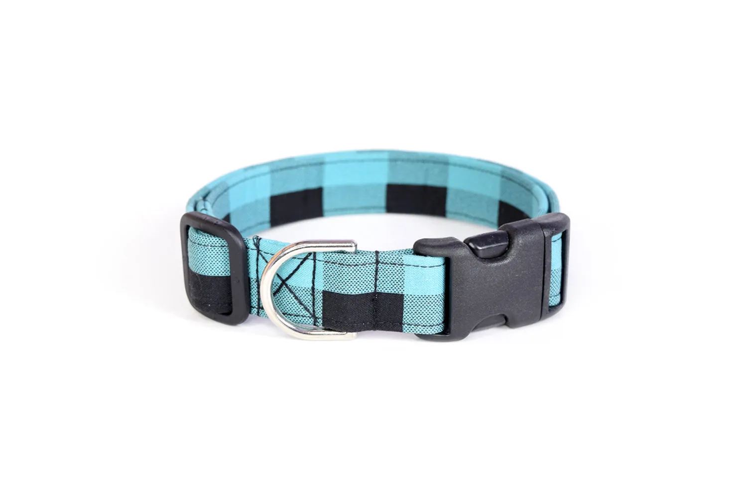 Teal Blue Buffalo Plaid Dog Collar