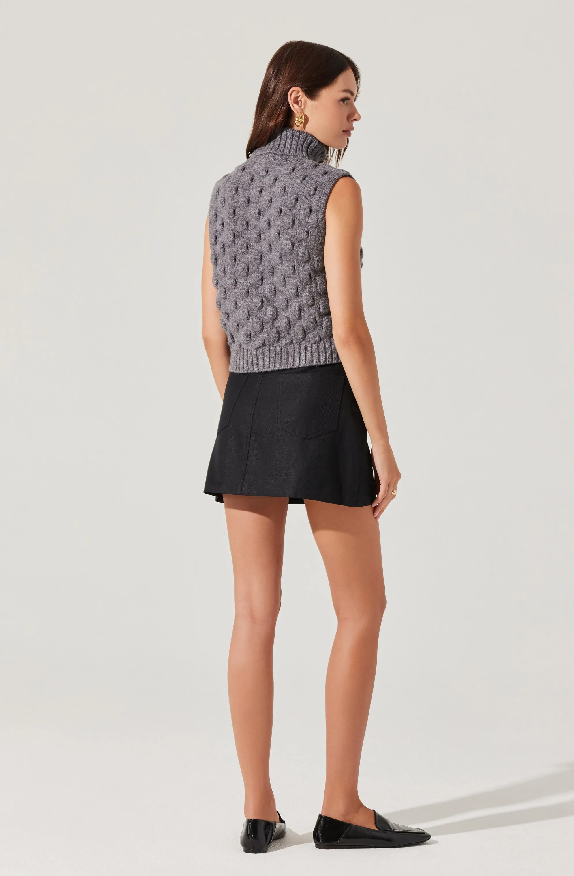 Textured Turtleneck Sweater Vest