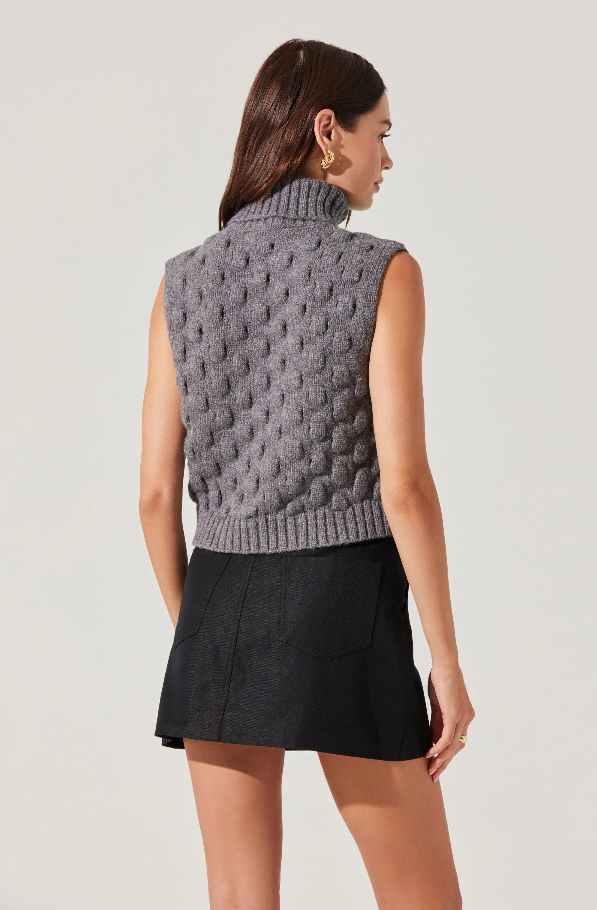 Textured Turtleneck Sweater Vest