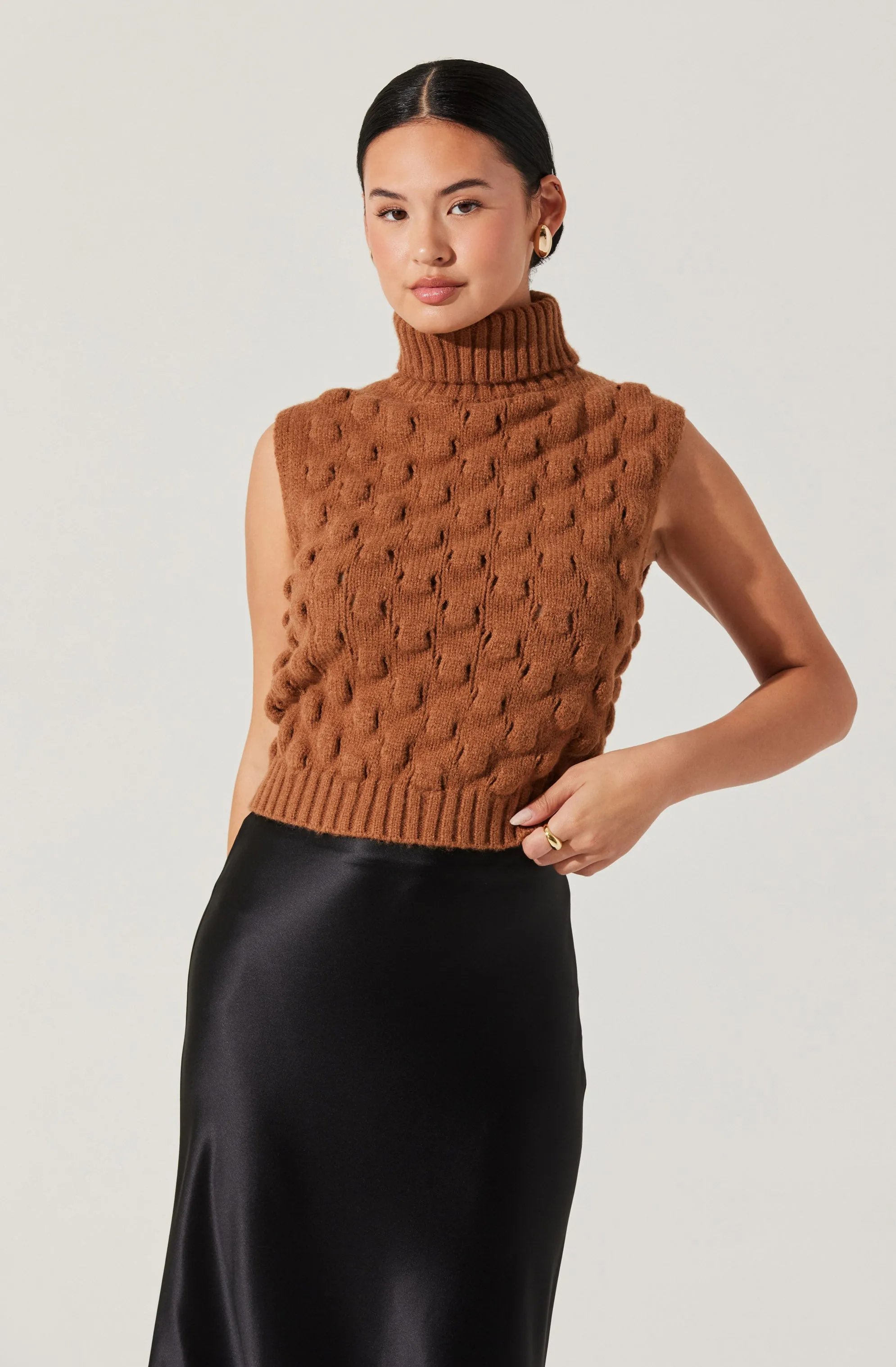 Textured Turtleneck Sweater Vest