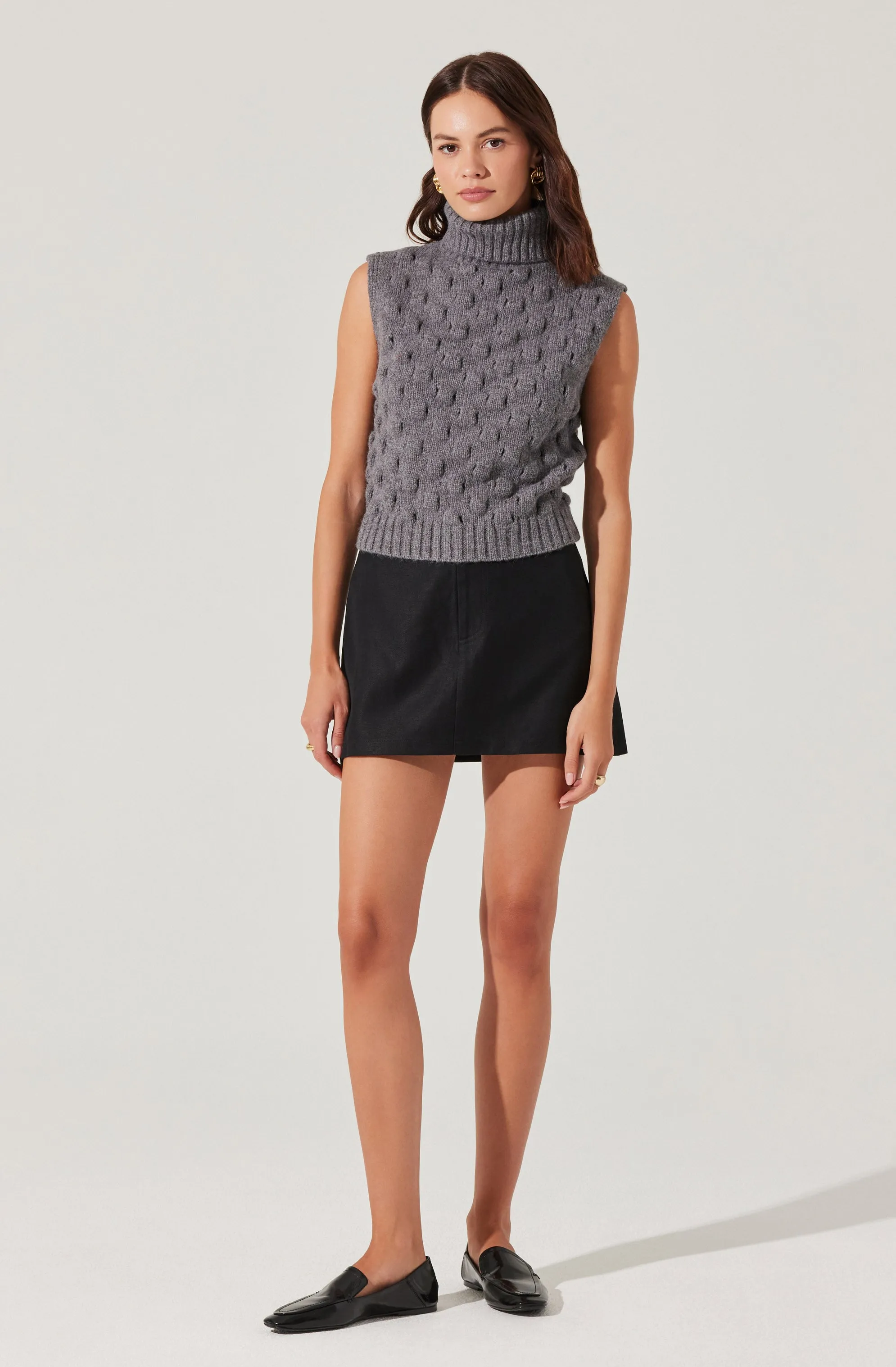 Textured Turtleneck Sweater Vest