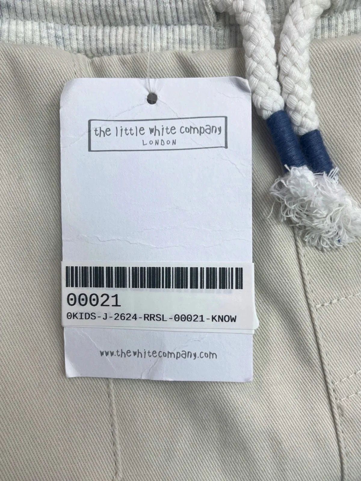 The Little White Company Pebble Jersey Waist Twill Trousers 4-5 Years