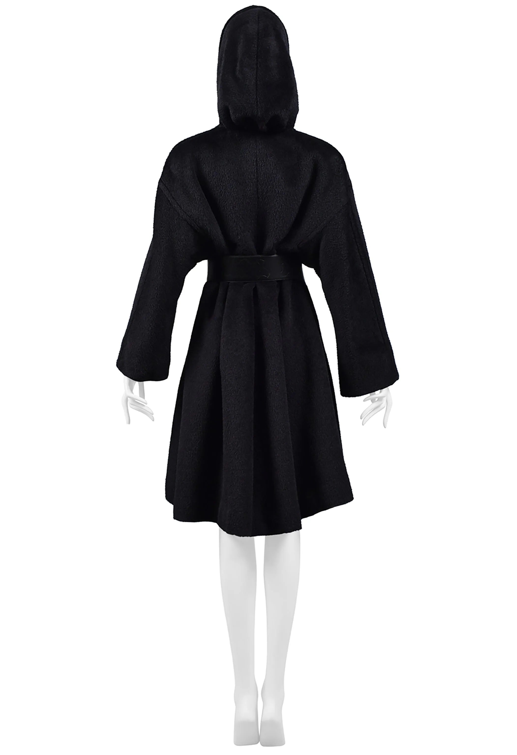 THIERRY MUGLER BLACK ALPACA HOODED CAPE COAT