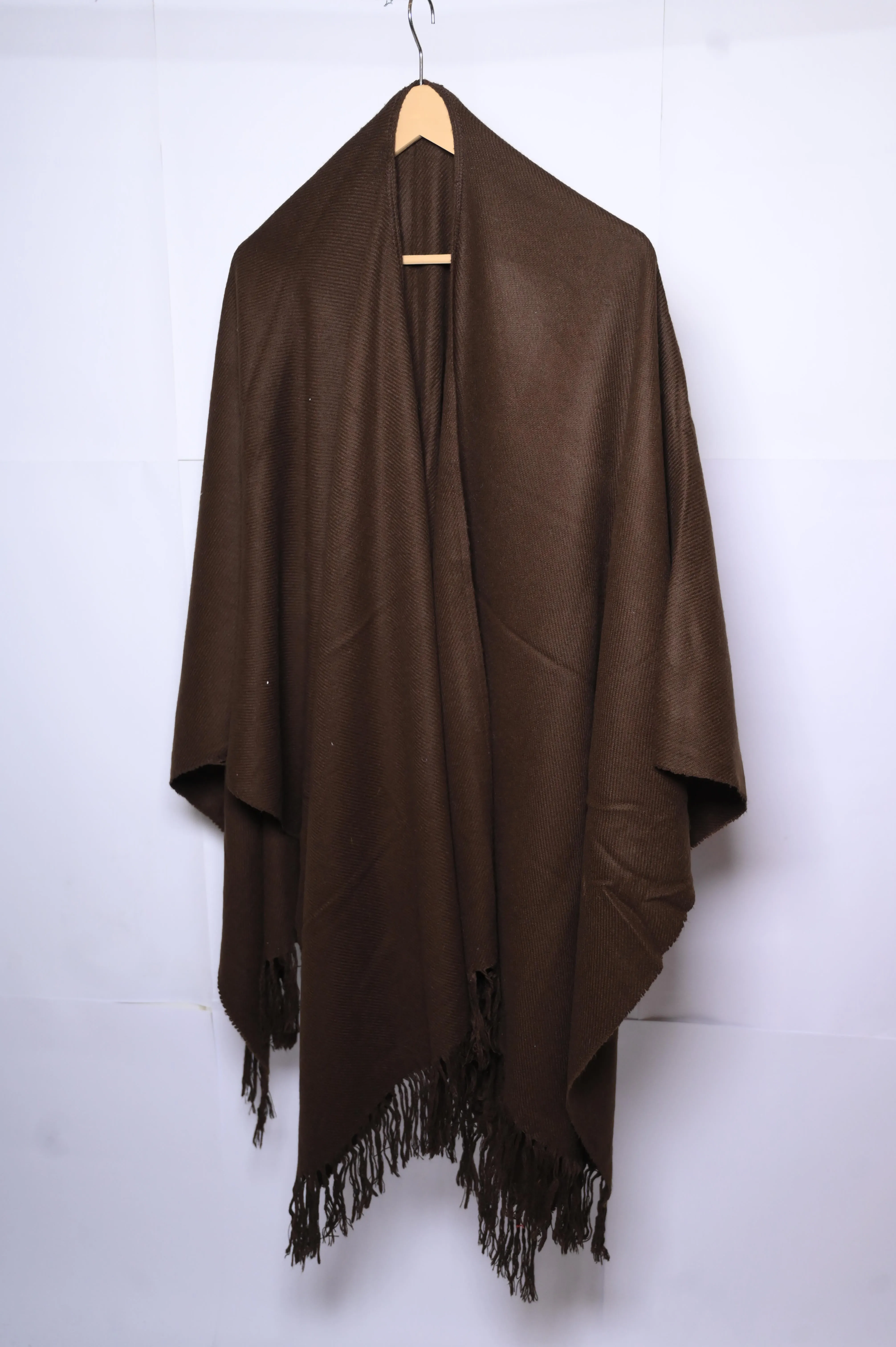 Thriftyfy Plain Dark Brown Winter Cape