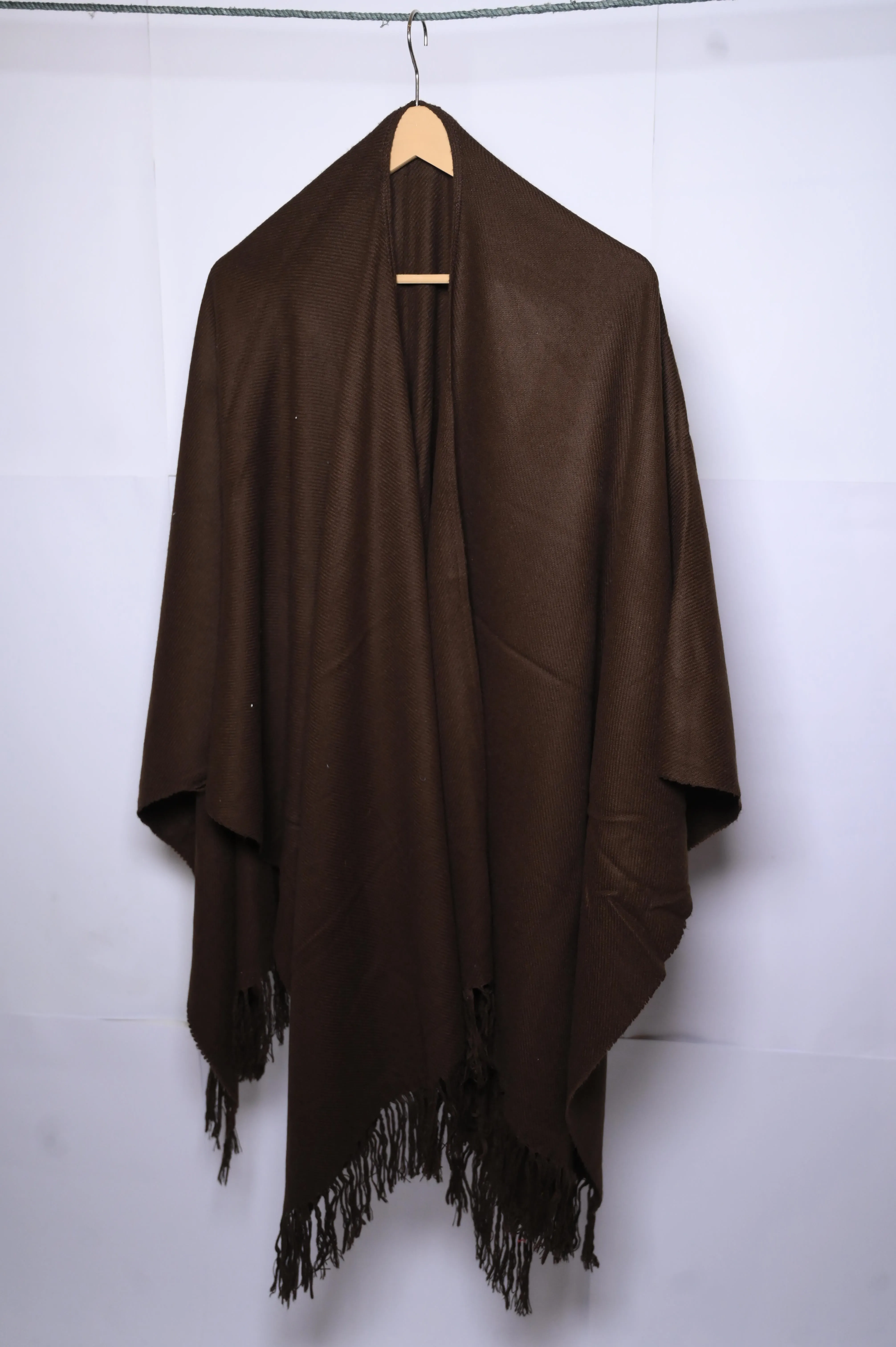 Thriftyfy Plain Dark Brown Winter Cape