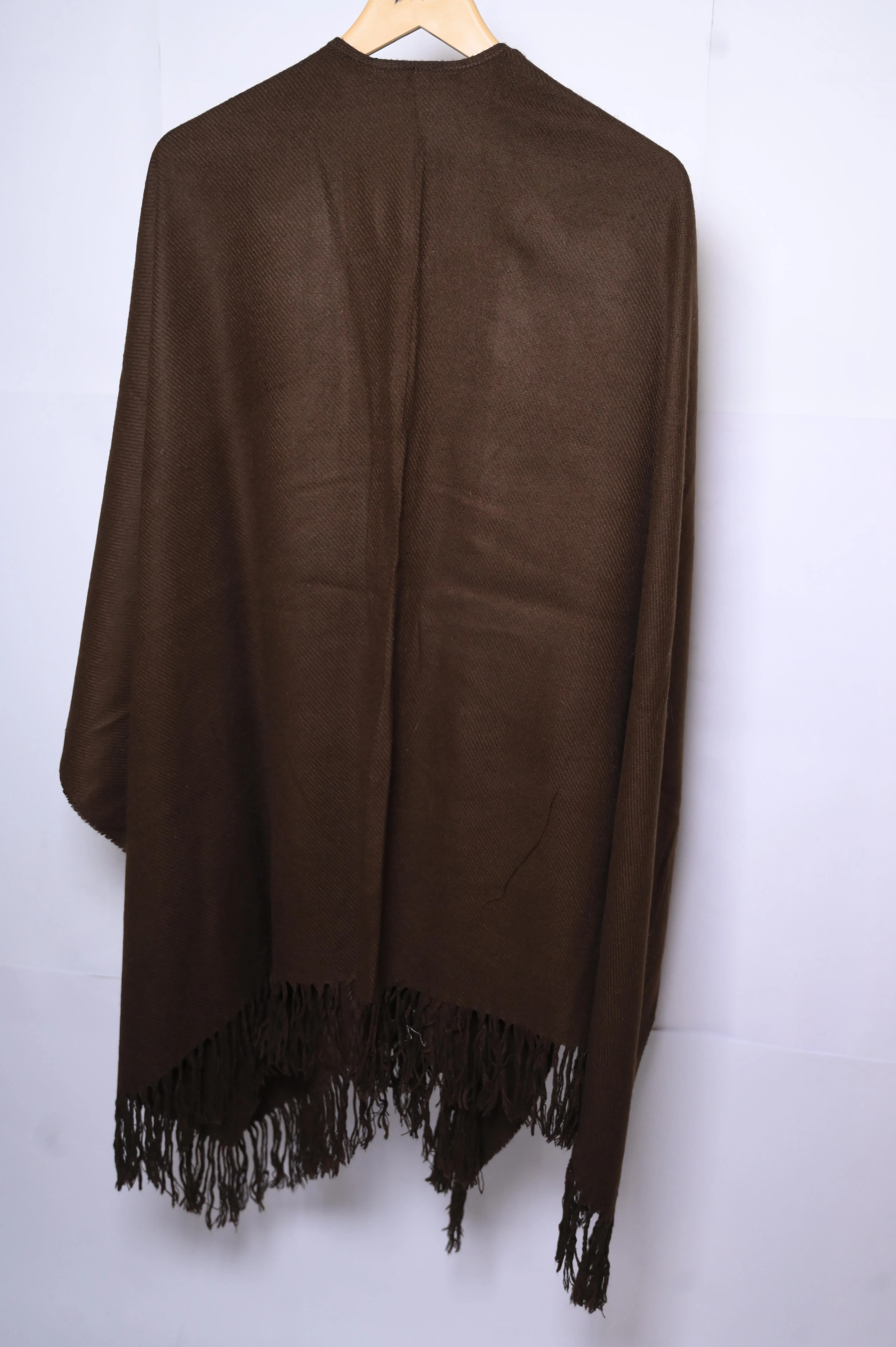 Thriftyfy Plain Dark Brown Winter Cape