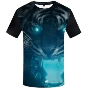 Tiger T shirts Men Animal Tshirt Anime Angry Tshirts Casual Black T-shirts Graphic Short Sleeve Hip hop Unisex New Slim Big Size