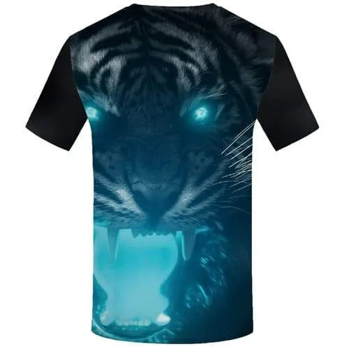 Tiger T shirts Men Animal Tshirt Anime Angry Tshirts Casual Black T-shirts Graphic Short Sleeve Hip hop Unisex New Slim Big Size