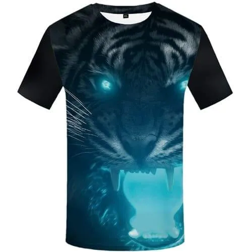 Tiger T shirts Men Animal Tshirt Anime Angry Tshirts Casual Black T-shirts Graphic Short Sleeve Hip hop Unisex New Slim Big Size