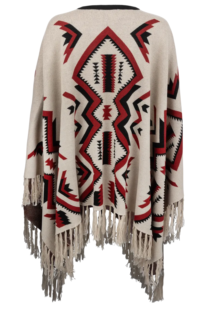 Time of the West Aztec Print Cape - Ivory