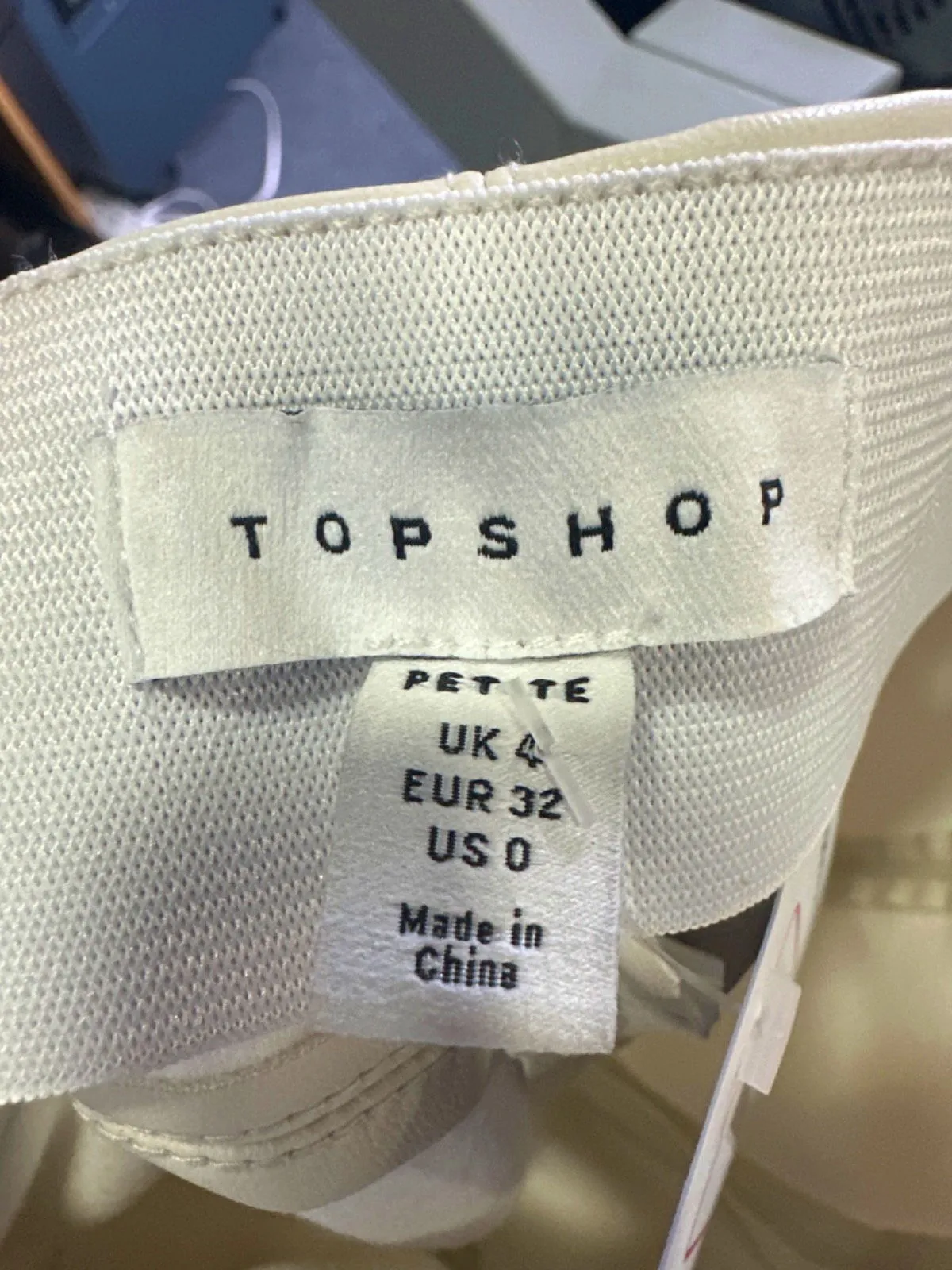 Topshop Cream Faux Leather Trousers Petite UK 4