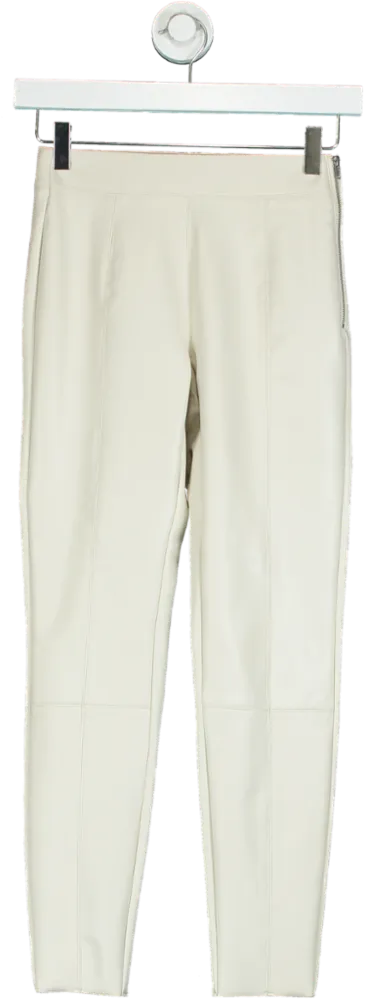 Topshop Cream Faux Leather Trousers Petite UK 4