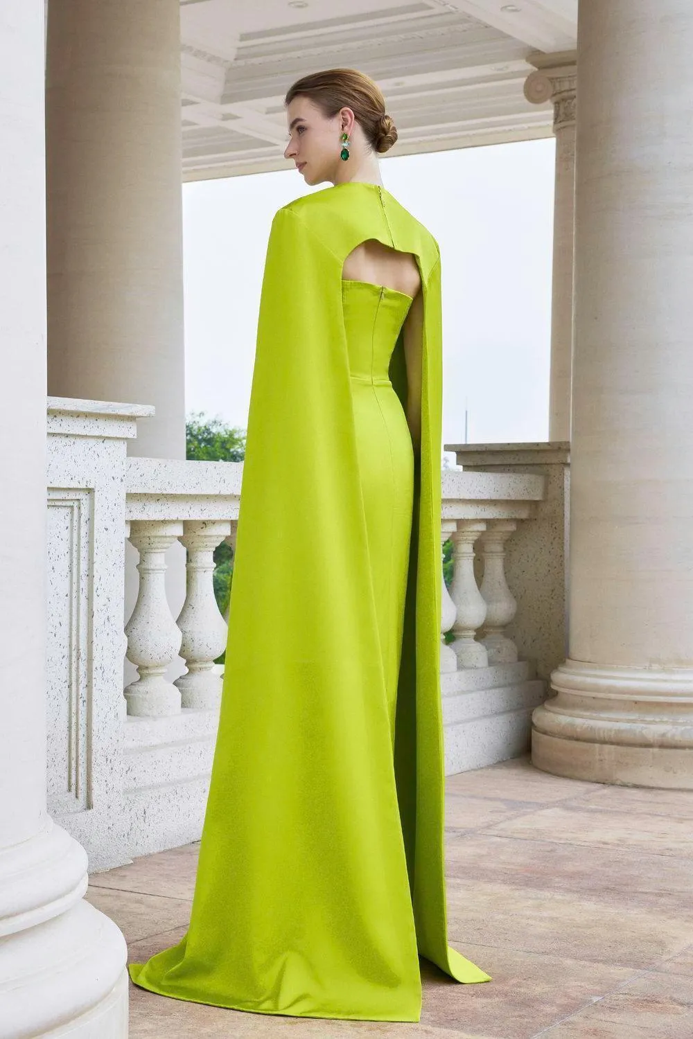 Twilight Cape Stone Silk Floor Length Dress