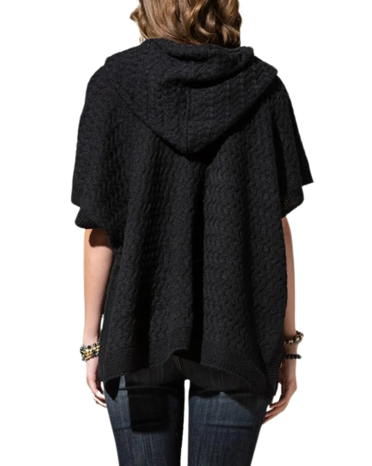 Urabanista Textured Knit Cape with Hood - El1evt111180