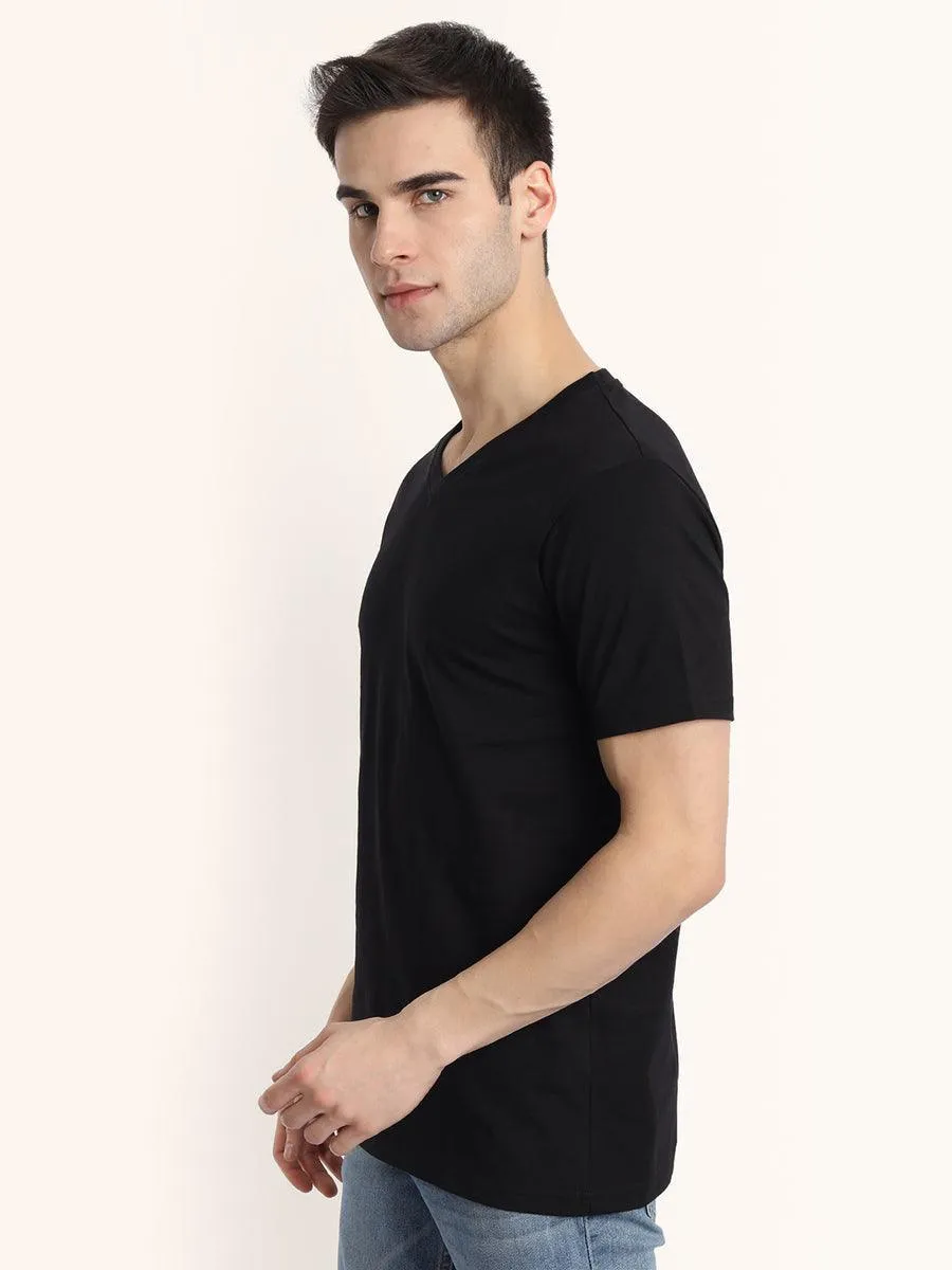 V Neck SHORT SLEEVE T SHIRT - Black