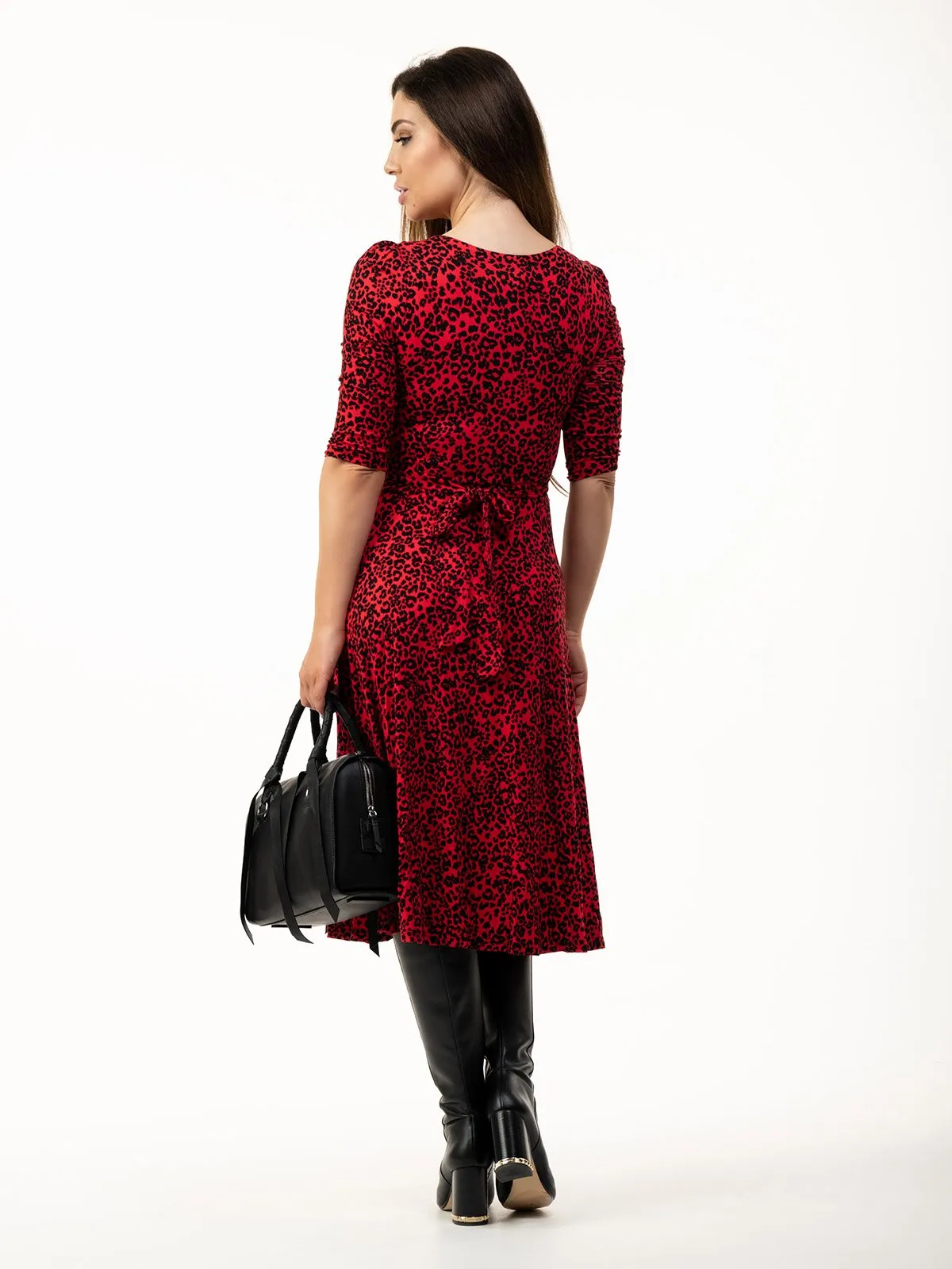 Valeria Midi Dress (Red Animal)