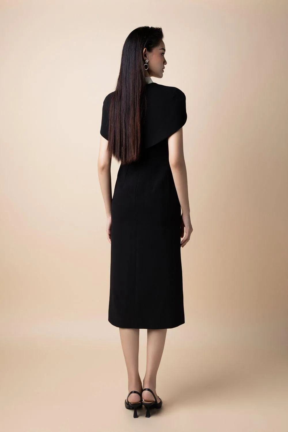 Verity Sheath V-Neck Wool Midi Dress