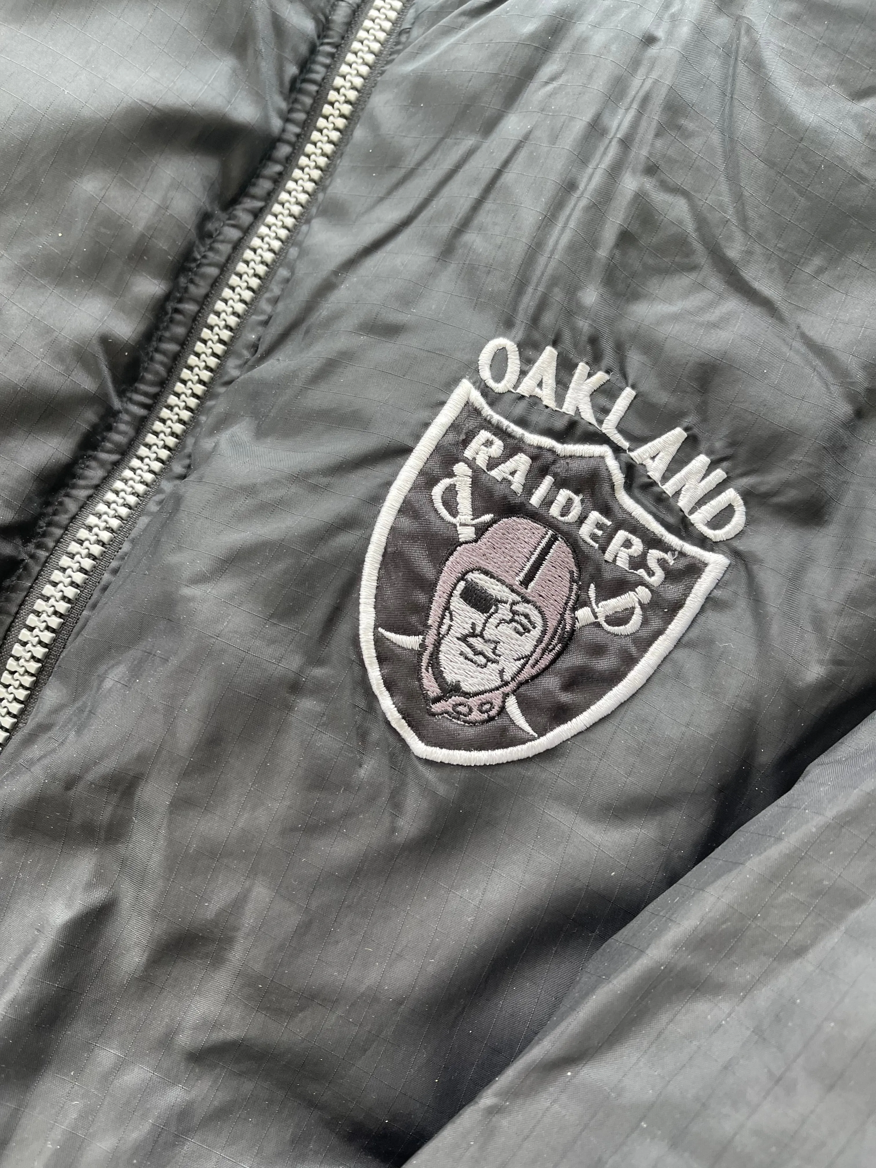 Vintage Oakland Raiders Reversible Puffer Jacket XL