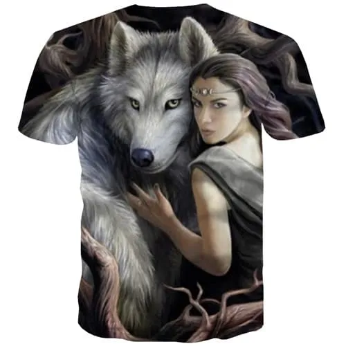 Wolf T shirts Men Character Tshirts Novelty Animal Tshirts Casual The Film T-shirts Graphic Gothic Tshirts Cool Short Sleeve