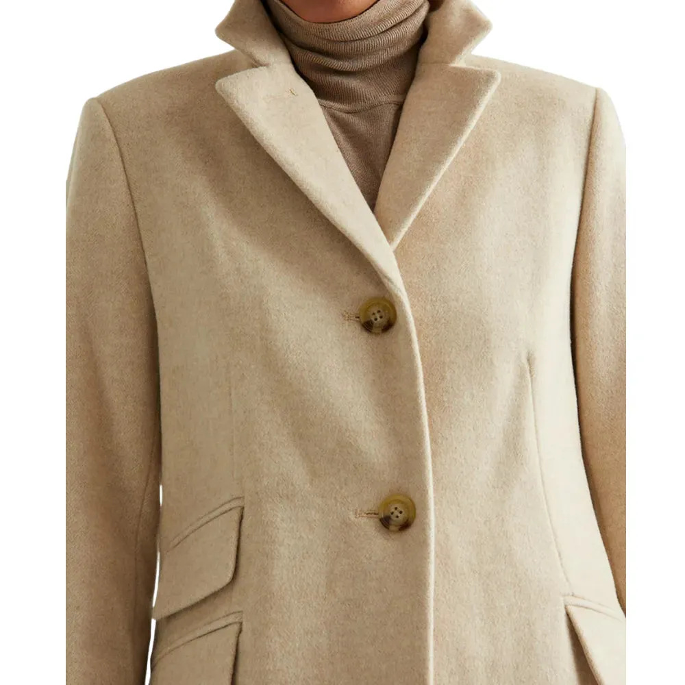 Womens Beige Wool Blend Coat