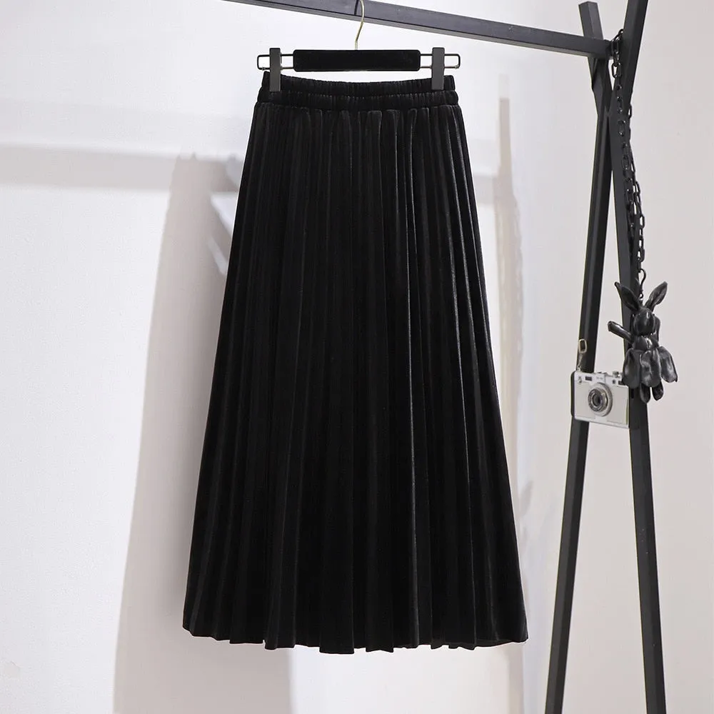 Women's Fashion Designer Silk Pleated 3-7XL A-Line Skirts (Plus Size)