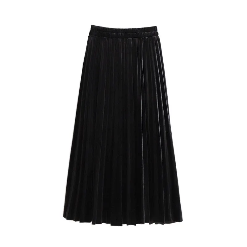 Women's Fashion Designer Silk Pleated 3-7XL A-Line Skirts (Plus Size)