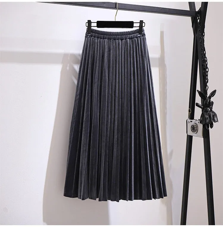 Women's Fashion Designer Silk Pleated 3-7XL A-Line Skirts (Plus Size)