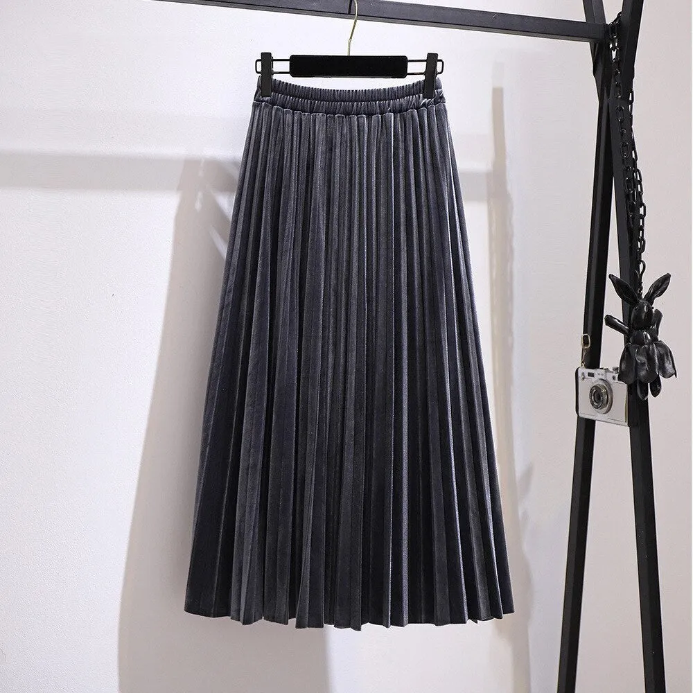 Women's Fashion Designer Silk Pleated 3-7XL A-Line Skirts (Plus Size)