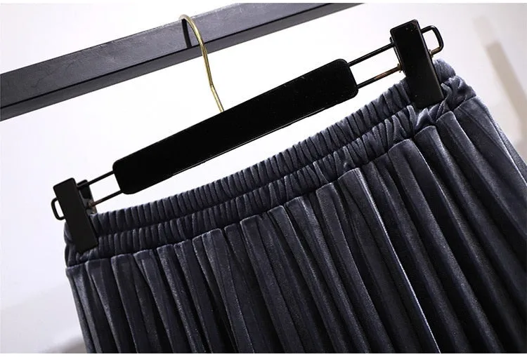 Women's Fashion Designer Silk Pleated 3-7XL A-Line Skirts (Plus Size)