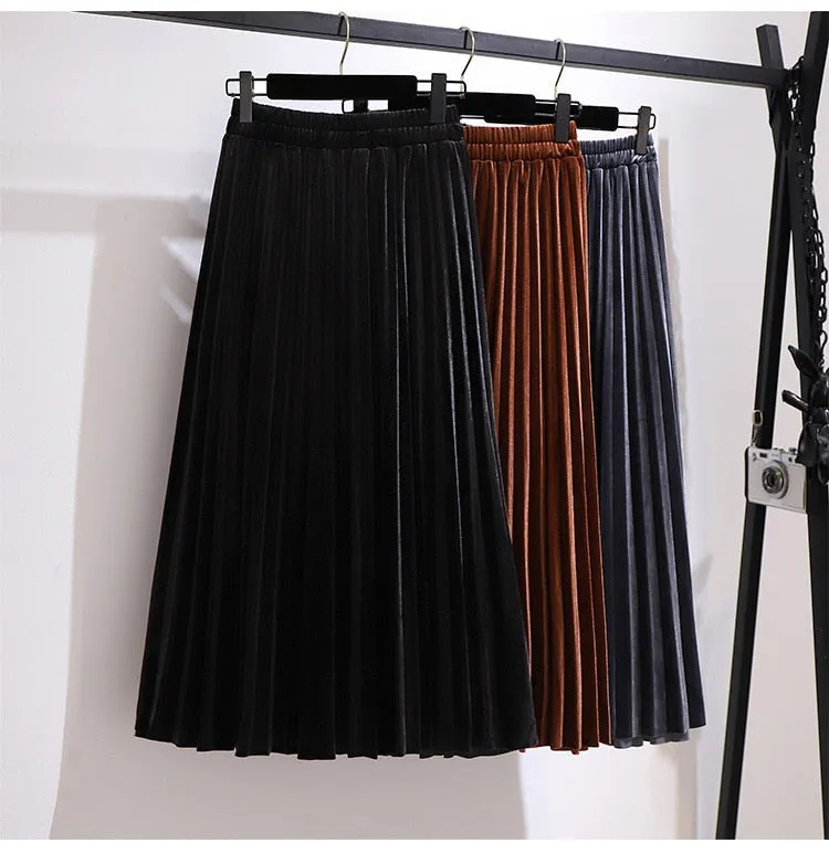 Women's Fashion Designer Silk Pleated 3-7XL A-Line Skirts (Plus Size)