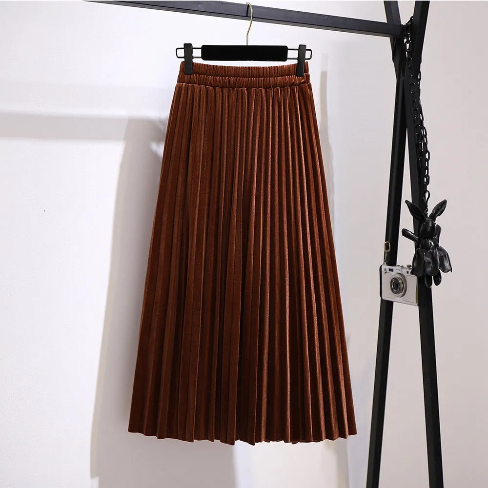 Women's Fashion Designer Silk Pleated 3-7XL A-Line Skirts (Plus Size)