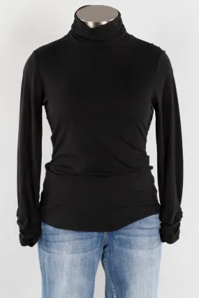 Women's Habitat | Ruched Pima Cotton Turtleneck Sweater | Black