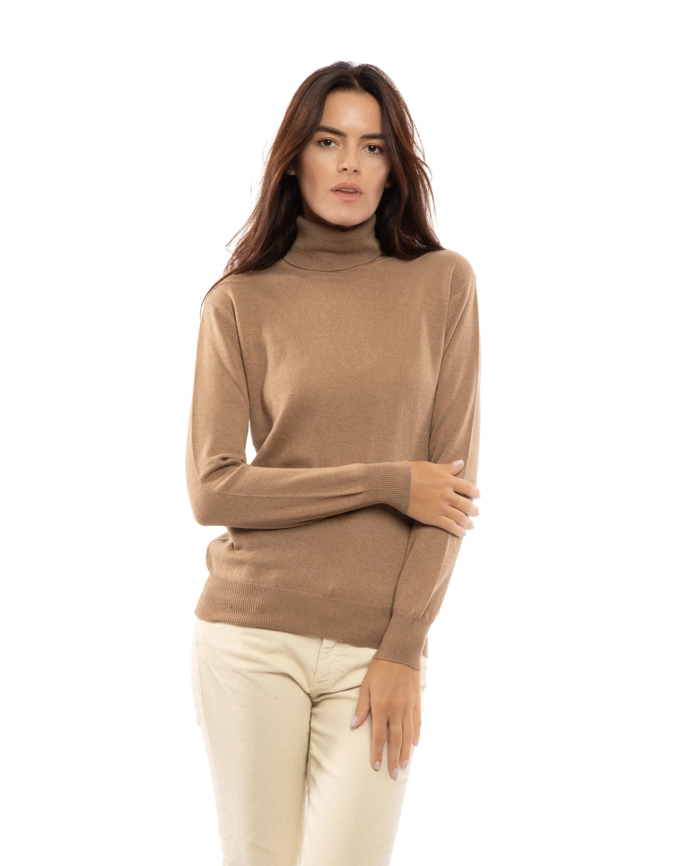 Women's Pure Cashmere Turtleneck Sweater Light Gray