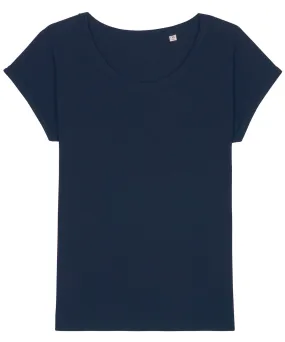 Womens Stella Rounders slub rolled sleeve slub t-shirt (STTW112) | French Navy